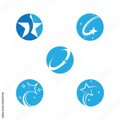 Set Abstract Circular Star Path logo and symbol design