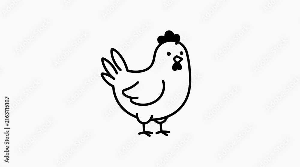 Fototapeta premium Simple stylized chicken illustration on a plain background