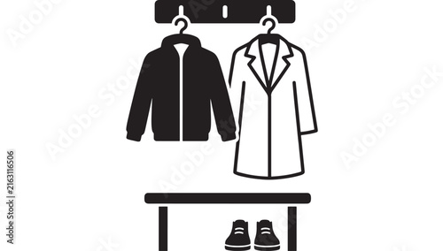 Quadro su tela Coats and Shoes Icon Design, Minimalist Style Illustration for Fashion and Apparel Concept