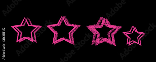 Pink Hand Drawn Star Outline Collection on Black Background