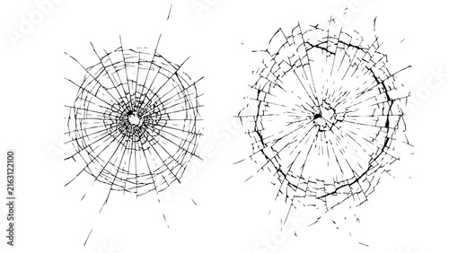 Broken Glass Crack Bullet Hole Pattern Vector Illustration