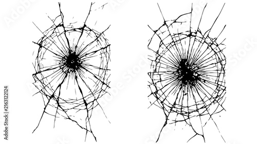 Broken Glass Crack Bullet Hole Pattern Vector Illustration