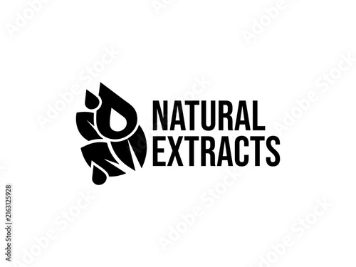 Natural Extracts Badge Icon Leaf Droplet Organic Label