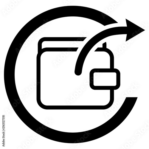 Photography Wallet outgoing money symbol with circular arrow icon representing expense or ca