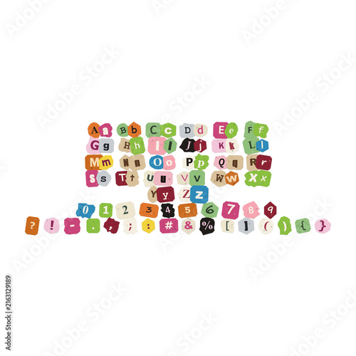 Colorful alphabet letters with animals and objects for kids