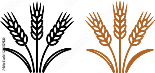 Wheat ears grain icons