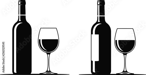 Elegant wine bottles with glasses