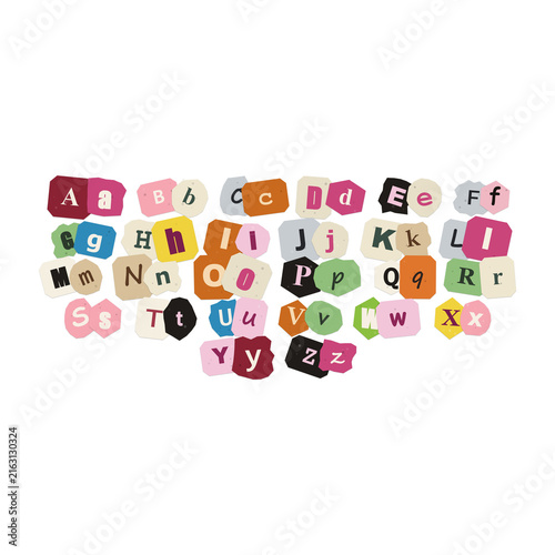 Colorful alphabet letters with doodle decorations for kids