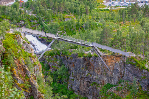 Vøringsfossen Viewing Walkway Above the Waterfall in Eidfjord, Norway