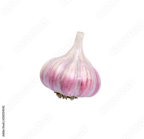 Whole garlic bulb on white