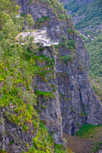 Vøringsfossen Viewing Platform on Rocky Cliff in Eidfjord, Norway