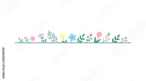 Colorful flowers growing on a thin green stem