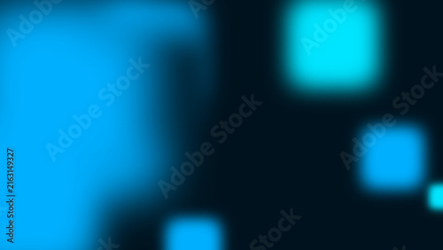 Abstract blue light background with soft glowing squares and blurred geometric shapes.