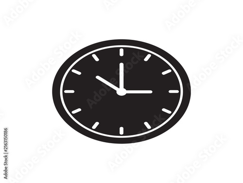 Clock icon silhouette. Simple wall clock graphic for time management and deadline concepts.