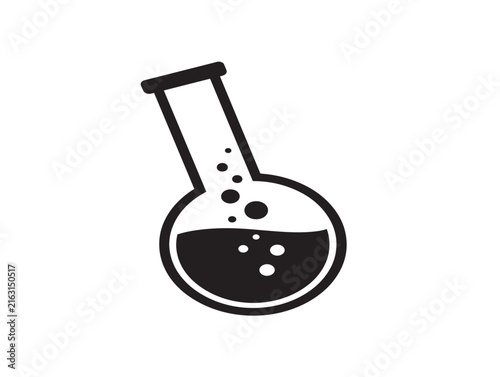 Chemical flask icon. Laboratory glassware silhouette for science and research projects.