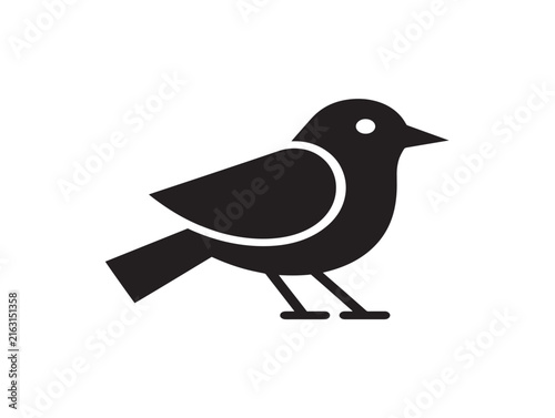 Bird icon silhouette. Minimalist avian graphic symbol for nature and wildlife design.