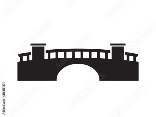 Bridge icon silhouette. Arch bridge vector graphic for connection and infrastructure design.