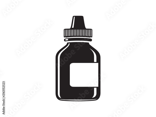 Chemical bottle icon. Laboratory reagent container silhouette for science and medical design.