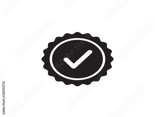 Certification seal icon. Approved quality badge symbol for business verification.
