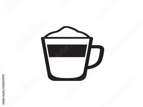 Coffee latte icon. Simple vector silhouette of a cappuccino cup for cafe menu design.