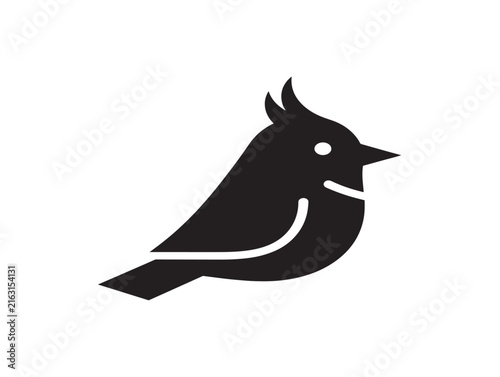 Bird silhouette icon. Minimalist avian graphic for nature design and wildlife branding.