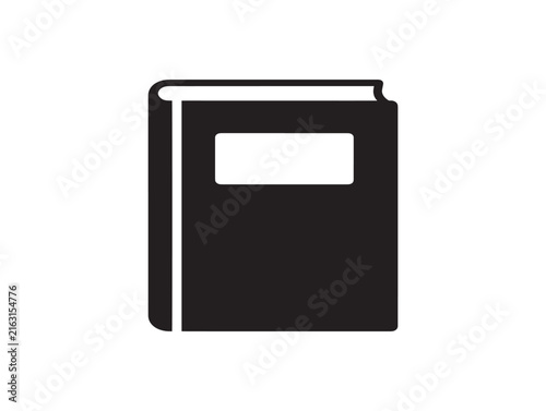 Blank book icon silhouette. Simple closed textbook symbol for library or education design.