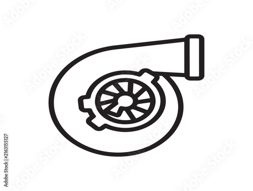 Turbocharger car icon. Automotive engine part vector illustration for performance tuning.