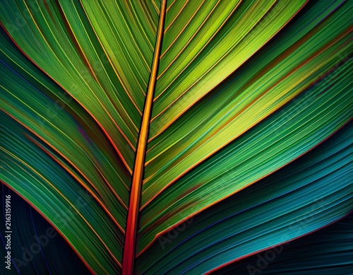radiant green palm leaf with vivid veins artificial intelligence image