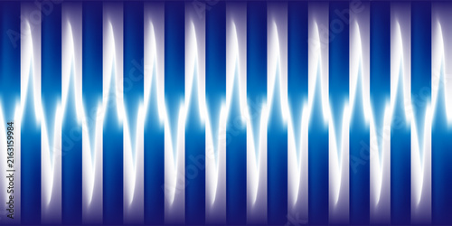 Konstfotografi Blue and white glowing vertical wave pattern with luminous peaks and dark gradie