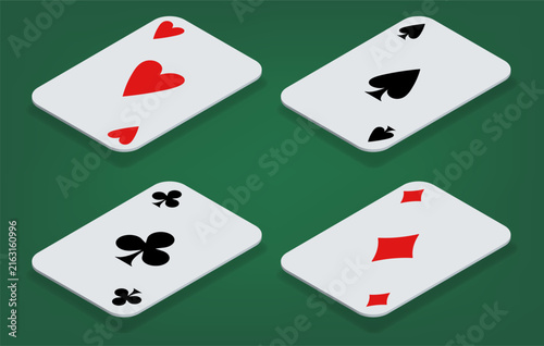 Playing cards. Deck of cards. Vector isometric hand drawn clip art