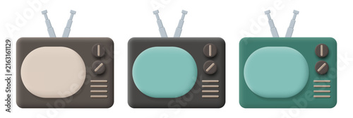 Television set cartoon icon. Vector 3D clip art isolated on a white background.