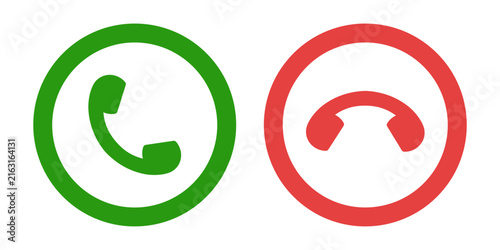 Pick up the phone and hang up. Incoming call icon. Hand-drawn vector set.