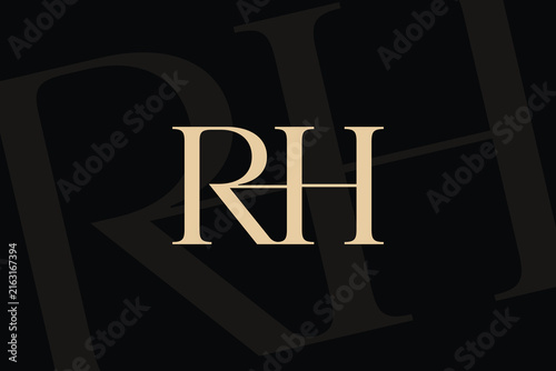 RH or HR letter logo icon design. Classic style luxury initials monogram.