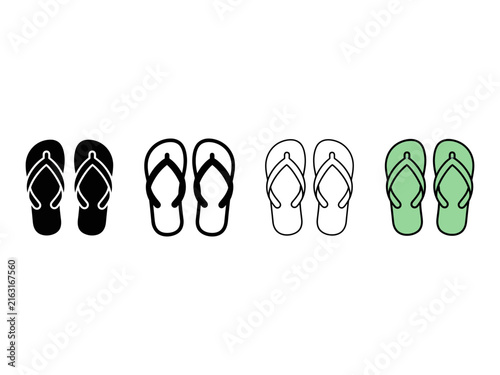 Фотография Flip Flops and Sandal Icon Set, Solid, Outline and Hand-Drawn Sketch Styles, Sum