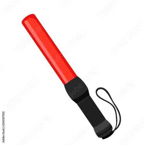 Red Traffic Control Baton Light Stick Illustration Isolated on White Background