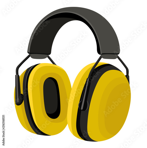 Yellow Protective Earmuffs Illustration Isolated on White Background