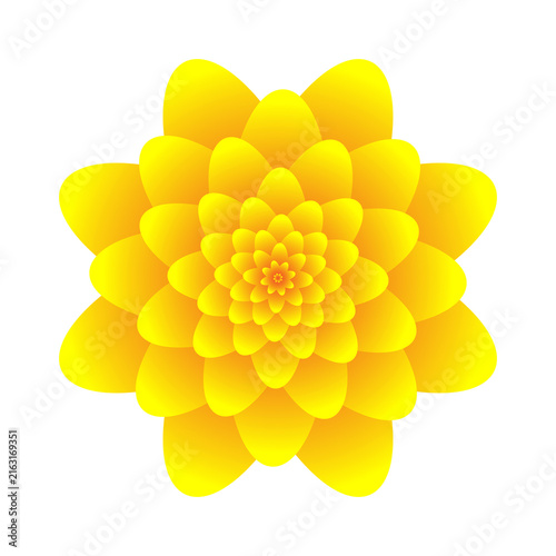Minimalist yellow floral mandala bloom flower geometric graphic illustration background