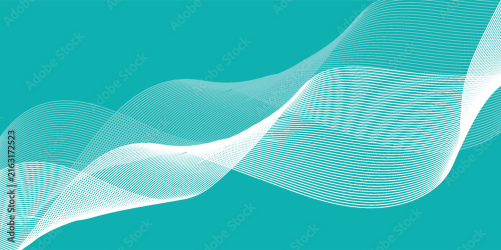 Fototapeta premium Abstract Turquoise Blue Wavy Lines Background Vector