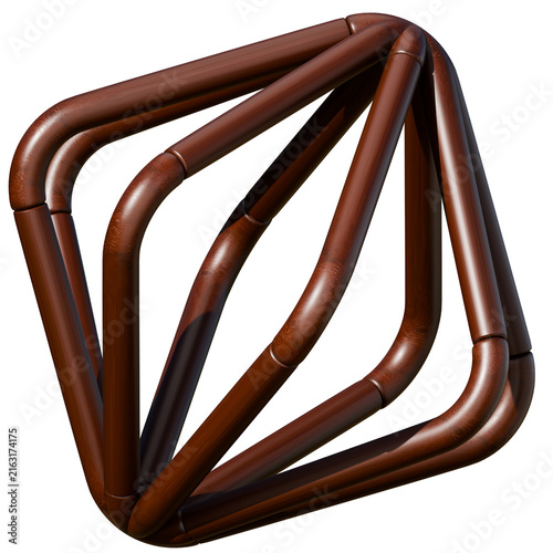 Abstract 3d brown tubular geometric structure.