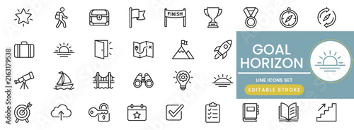 Bild auf Leinwand Goal horizon icon set