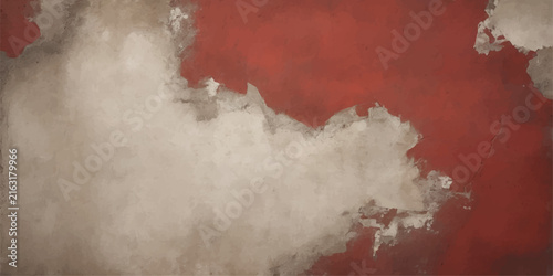 Grunge Red Paint Wall Background with Abstract Smoke, Fog, Cloud and Storm Texture in Vintage Colors