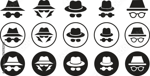 Bild auf Leinwand Incognito mode flat icons set
