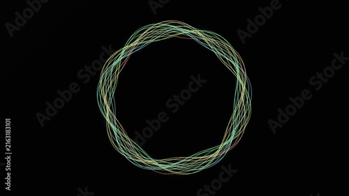 Abstract Colorful Wavy Lines Circle Frame Loop, Organic Woven Line Ring Motion Graphics Background for Logo Holder