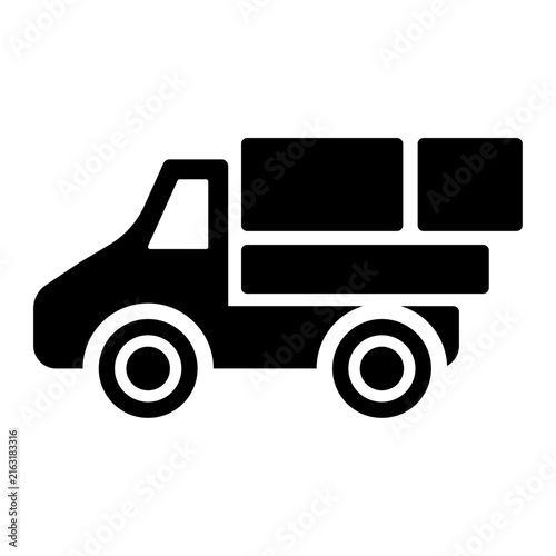 Delivery Truck Icon Black Vector Cargo Shipping Van Glyph Symbol