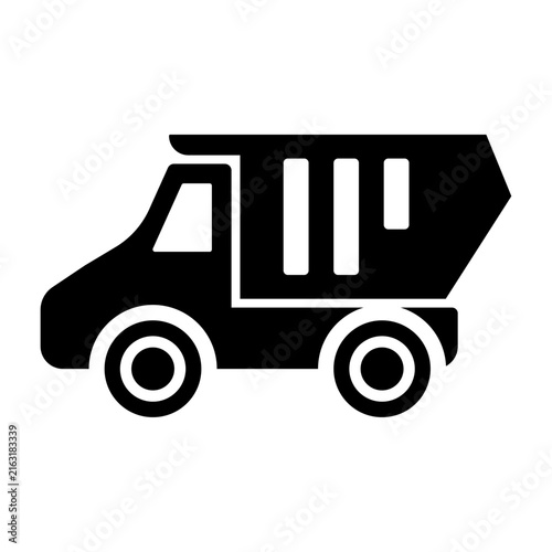 Dump Truck Icon - Construction Vehicle, Tipper Lorry Symbol Vector