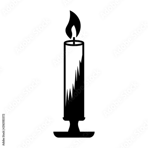 Burning Candle Black Silhouette Icon Vector Illustration