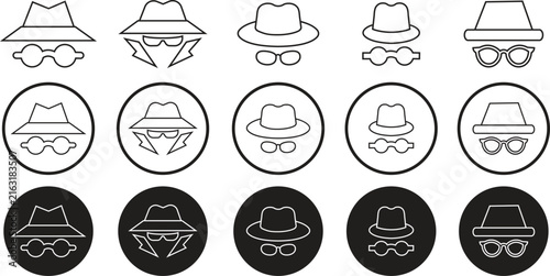 Bild auf Leinwand Incognito mode line icons set