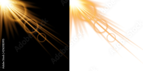 Foto Bright golden sunburst with lens flare rays and glowing light effect sunburst li