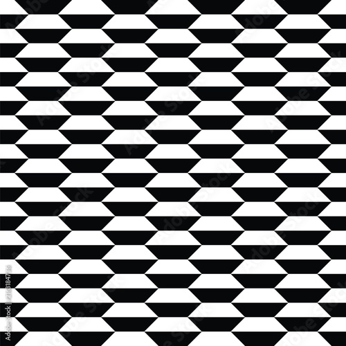 Seamless pattern created from black and white isosceles trapezoids
