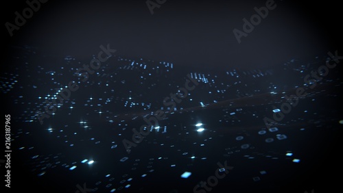 Grid plexus style background wave on the dark or black background 3d render